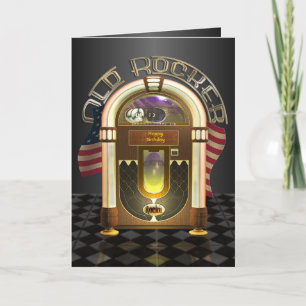 Jukebox Old Rocker Greetings Card Kaart