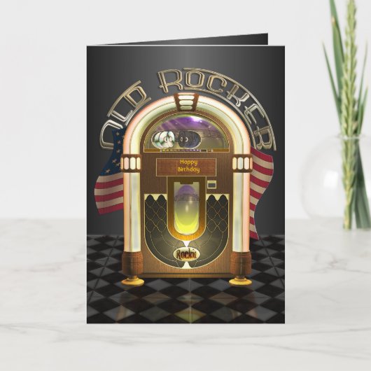 Jukebox Old Rocker Groeten Kaart (Voorkant)