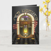 Jukebox Old Rocker Groeten Kaart (Gele Bloem)