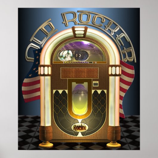 Jukebox Old Rocker Poster (Voorkant)