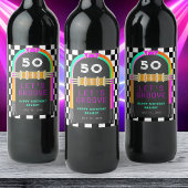 Jukebox Retro Checkerboard 50ste verjaardagsfeestj Wijn Etiket