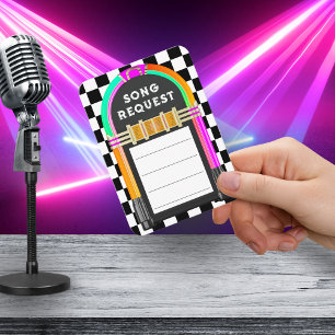 Jukebox Retro Checkerboard Party Song Aanvraag Informatiekaartje