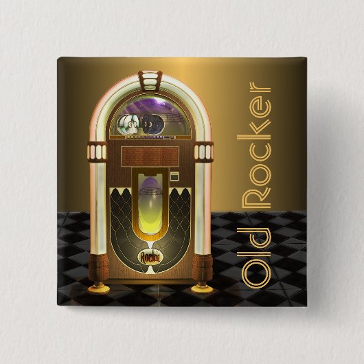 Jukebox Square Buttonnen Vierkante Button 5,1 Cm (Voorkant)