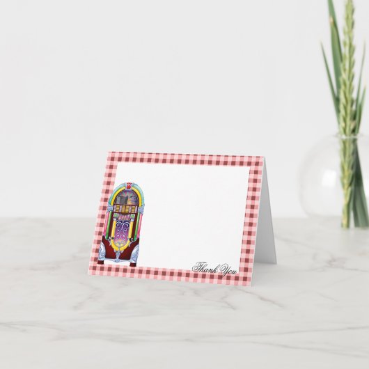 Jukebox uit de jaren 50 Huwelijksbedankje Bedankkaart (Voorkant)