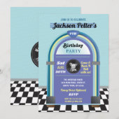 Jukebox Verjaardag Muziek Blue Diner Vijftig Retro Kaart (Voorkant / Achterkant)