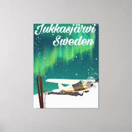Jukkasjärvi Zweden Noorderlicht vakantieposter Canvas Afdruk