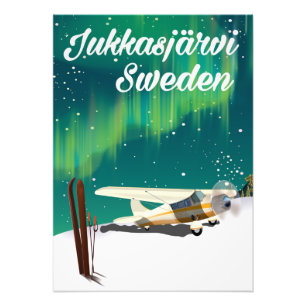 Jukkasjärvi Zweden Noorderlicht vakantieposter Foto Afdruk