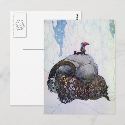 Julbocken die Geit Yule berijden Briefkaart (Voorkant / Achterkant)