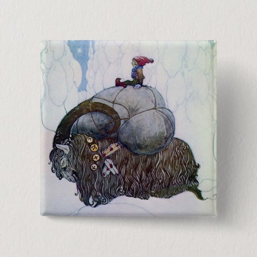 Julbocken Riding Yule Goat Vierkante Button 5,1 Cm (Voorkant)