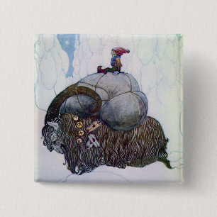 Julbocken Riding Yule Goat Vierkante Button 5,1 Cm