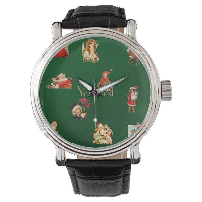  jule, kerstpatroon, Victoriaans, art nouv Horloge (Voorkant)