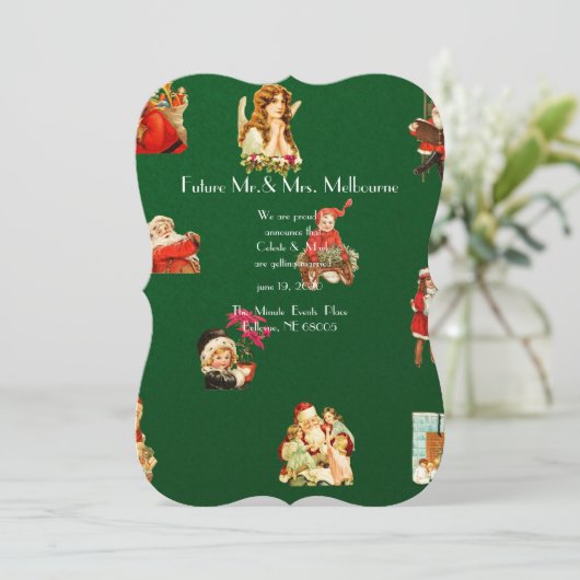  jule, kerstpatroon, Victoriaans, art nouv Save The Date (Staand voorkant)