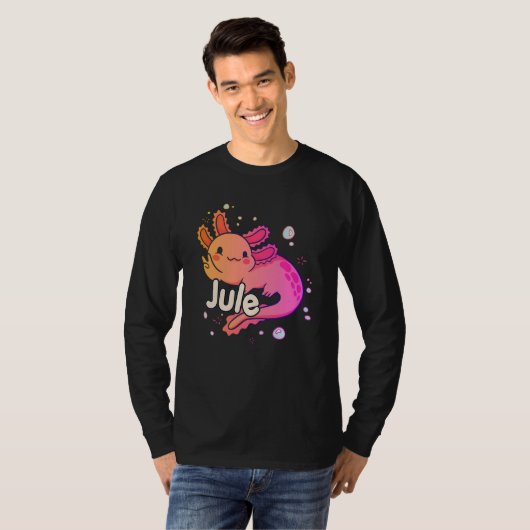JULE - Mooie meisjesnaam met schattige AXOLOTL T-shirt (Voorkant volledig)