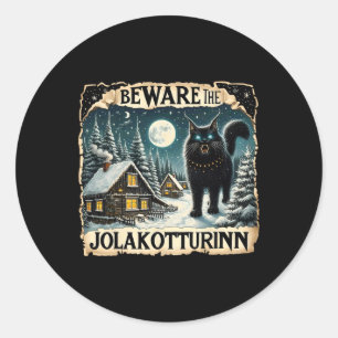 Julekat IJslandse Kerstmis Noorse Wees Beducht Voo Ronde Sticker