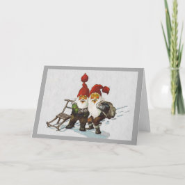 Julenisse Friends Sledding Feestdagen Kaart