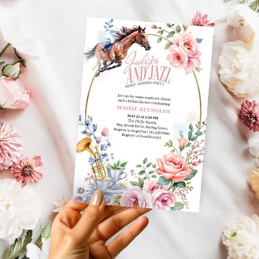 Juleps en Jazz Floral Horse Racing Vrijgezellenfee Kaart