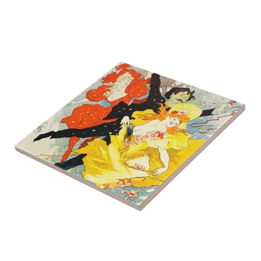 Jules Cheret Art Nouveau Tile Tegeltje (Zijkant)