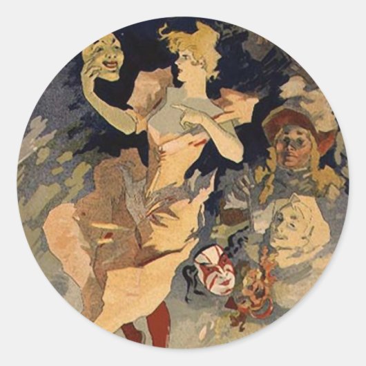 Jules Cheret 'La Danse' 1891 Ronde Sticker (Voorkant)