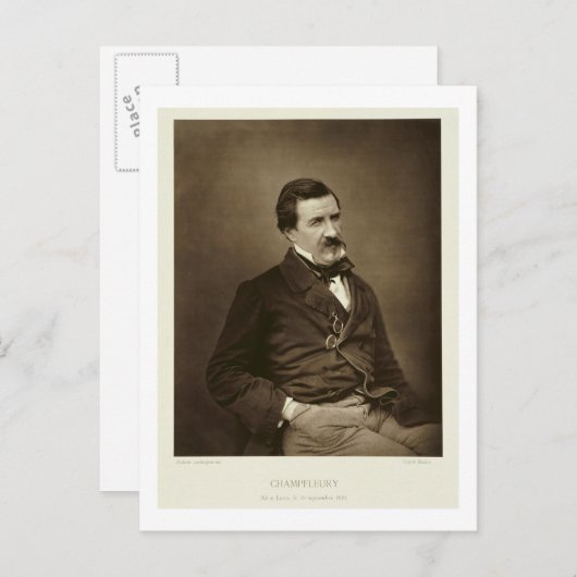 Jules Francois Felix Husson, Champfleury (1821-8) Briefkaart (Voorkant / Achterkant)