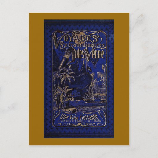 Jules Verne A Floating City Antiek Book Hoesje Briefkaart (Voorkant)