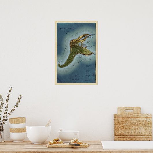 Jules Verne "Mysterious Island" Lincoln Island Kaa Poster (Keuken)
