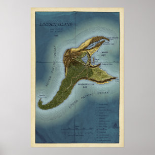 Jules Verne "Mysterious Island" Lincoln Island Kaa Poster