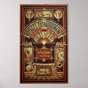Jules Verne Old Book Hoesje Poster