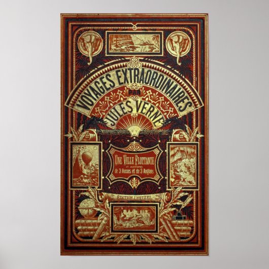 Jules Verne Old Book Hoesje Poster (Voorkant)