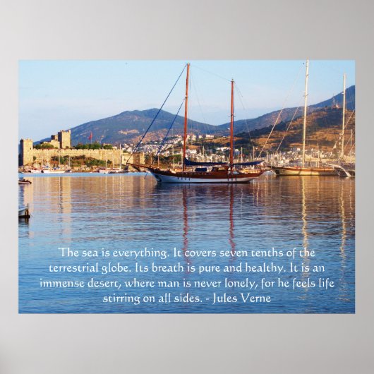 Jules Verne QUOTE over het POSTER van de oceaan (Voorkant)