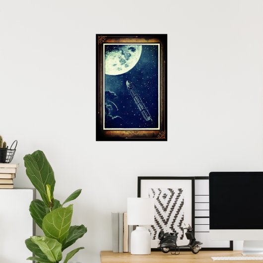 Jules Verne Van de Aarde tot het maan Poster (Thuiskantoor)