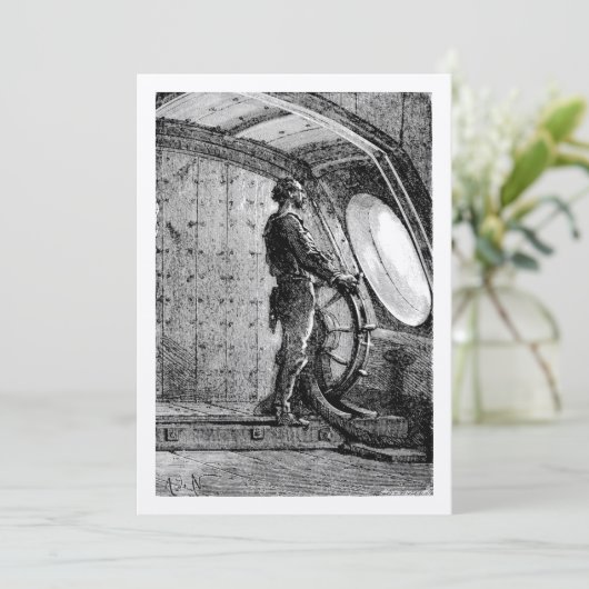 Jules Verne's kapitein Nemo Steering Nautilus Bedankkaart (Staand voorkant)
