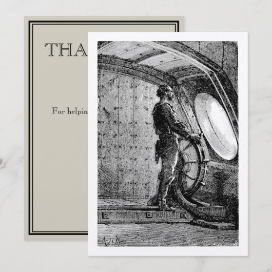 Jules Verne's kapitein Nemo Steering Nautilus Bedankkaart (Voorkant / Achterkant)