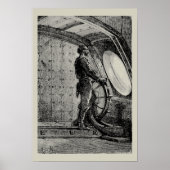 Jules Verne's kapitein Nemo Steering Nautilus Poster (Voorkant)
