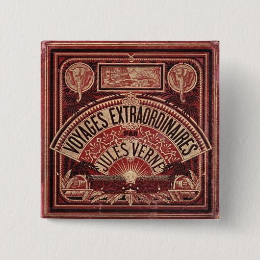 Jules Verne's "VOYAGES EXTRAORDINAIRES" Vierkante Button 5,1 Cm (Voorkant)