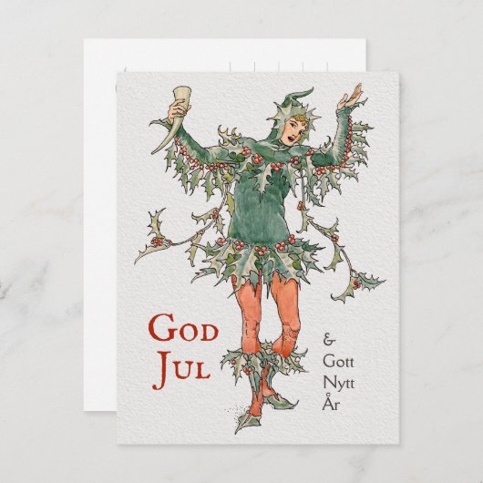 Julhälsning Walter Crane Holly (Järneksman) Briefkaart (Voorkant / Achterkant)