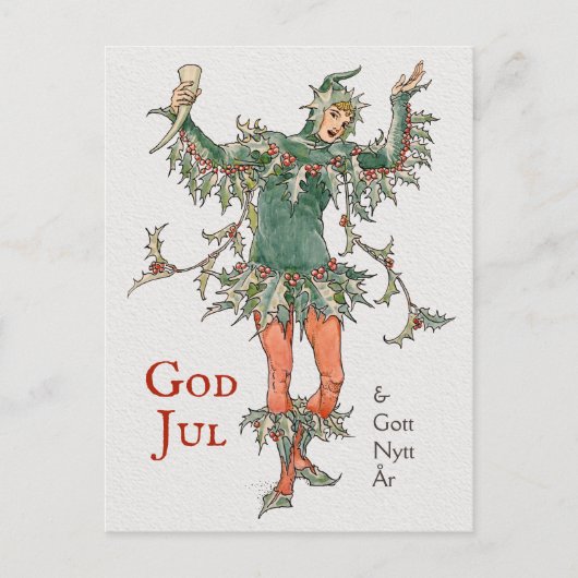 Julhälsning Walter Crane Holly (Järneksman) Briefkaart (Voorkant)