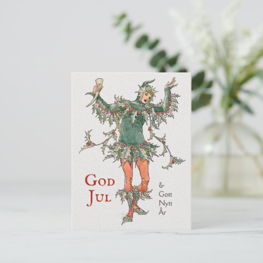 Julhälsning Walter Crane Holly (Järneksman) Briefkaart (Staand voorkant)