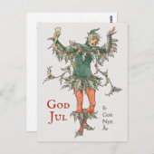 Julhälsning Walter Crane Holly (Järneksman) Briefkaart (Voorkant / Achterkant)