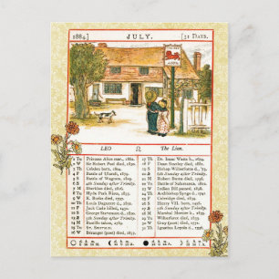 Juli 1884 Almanac.  Leo, de leeuw Briefkaart