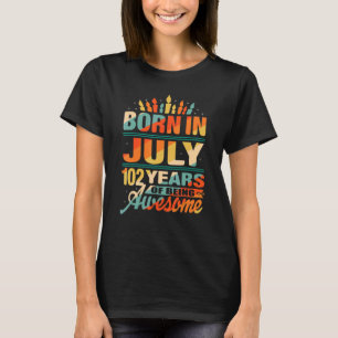 Juli 1920 102 jaar oud 102e verjaardag kaars gra t-shirt