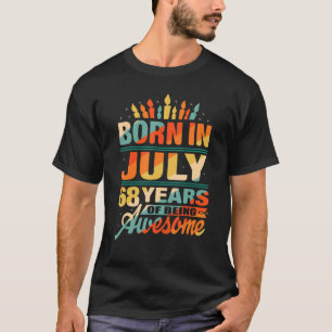 Juli 1954 68 jaar oud 68ste verjaardag kaars grafi t-shirt