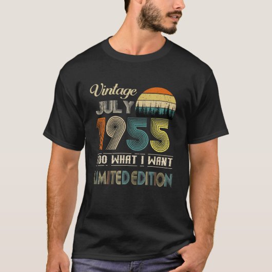 Juli 1955 67 jaar oude verjaardag t-shirt (Voorkant)