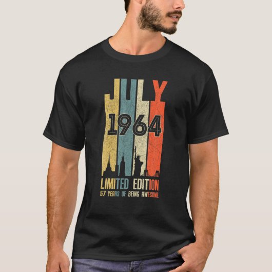 juli 1964 57 Geboortedag 57: 1964, geboortedag vii T-shirt (Voorkant)