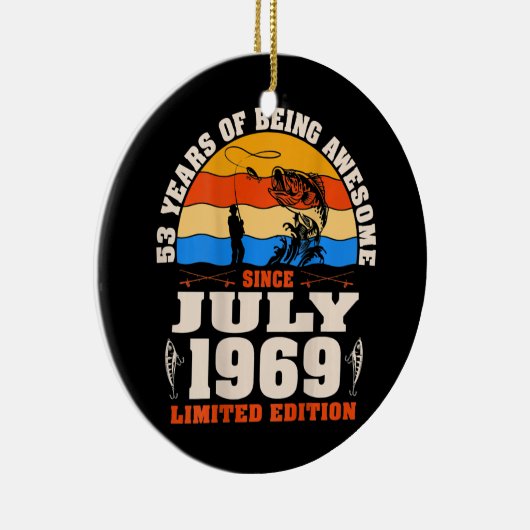  juli 1969 53 jaar oude Geviste Lover 53e Keramisch Ornament (Rechts)