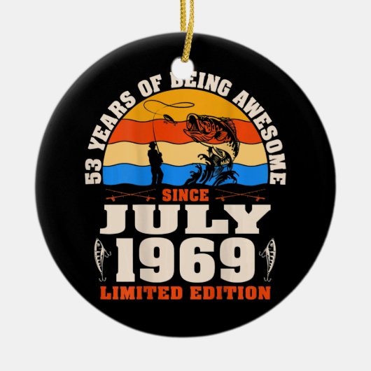  juli 1969 53 jaar oude Geviste Lover 53e Keramisch Ornament (Voorkant)