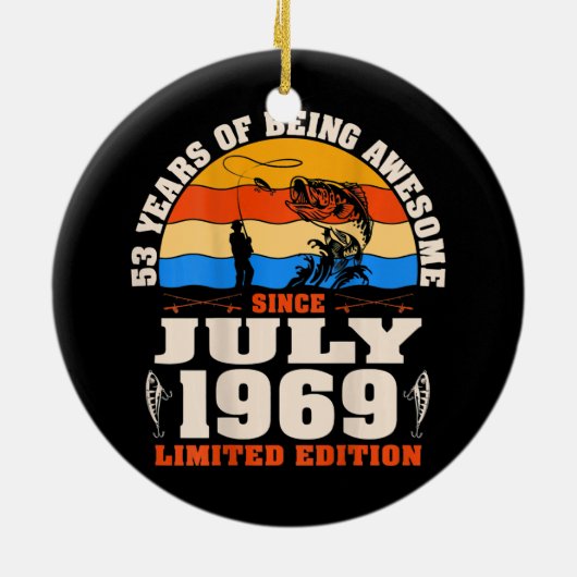  juli 1969 53 jaar oude Geviste Lover 53e Keramisch Ornament (Achterkant)