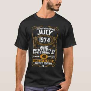 Juli 1974 48e verjaardag 48 Oude Mannen Vrouwen T-shirt