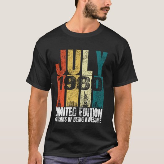  juli 1980 knuppels 41 jaar oud 41st b t-shirt (Voorkant)