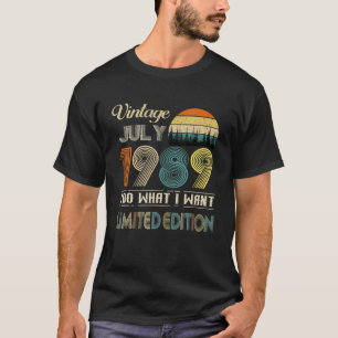 Juli 1989 33 jaar oude verjaardag t-shirt