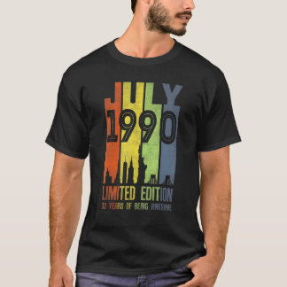 Juli 1990 32 Jaar Oud 1990 Verjaardag T-shirt